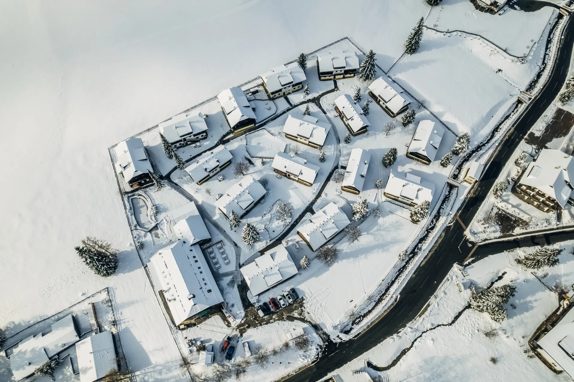 Kirchleitn im Winter aus der Luft