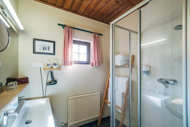 Bathroom at the Slow Travel Resort Bathrooms in the apartments at the Slow Travel Resort Kirchleitn, in Bad Kleinkirchheim, Carinthia